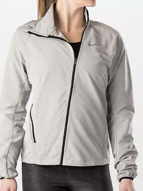 Nike Women's Light Gray Performance Asymmetric Zipper Jacket